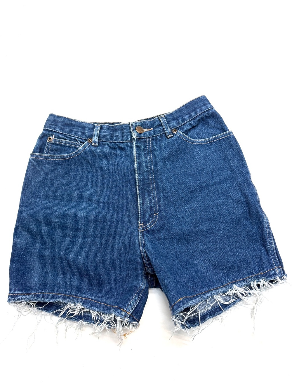 Vintage Calvin Klein Women's Blue Jean High-Rise Denim Cutoff Shorts